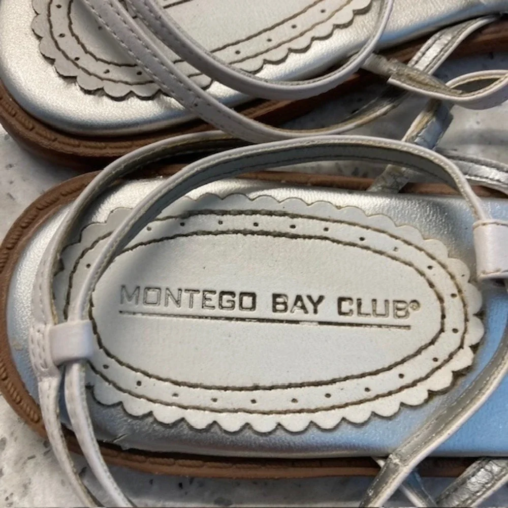 Women's Sandals 7.5 Silver Montego Bay with Turquoise Accents Flats